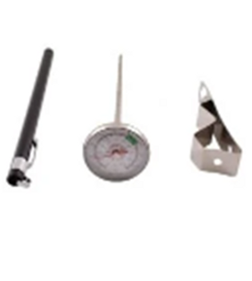 Brewing thermometer with probe and clip