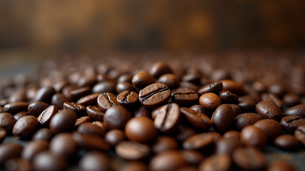 Close-up view of freshly roasted coffee beans