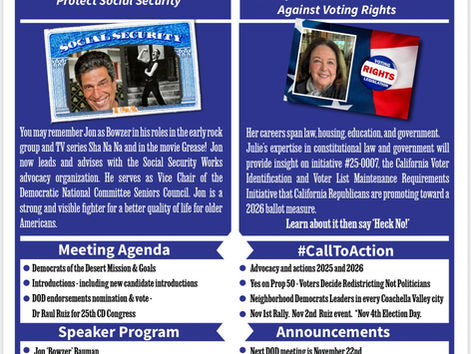 Democrats of the Desert - October 25th meeting of members & friends