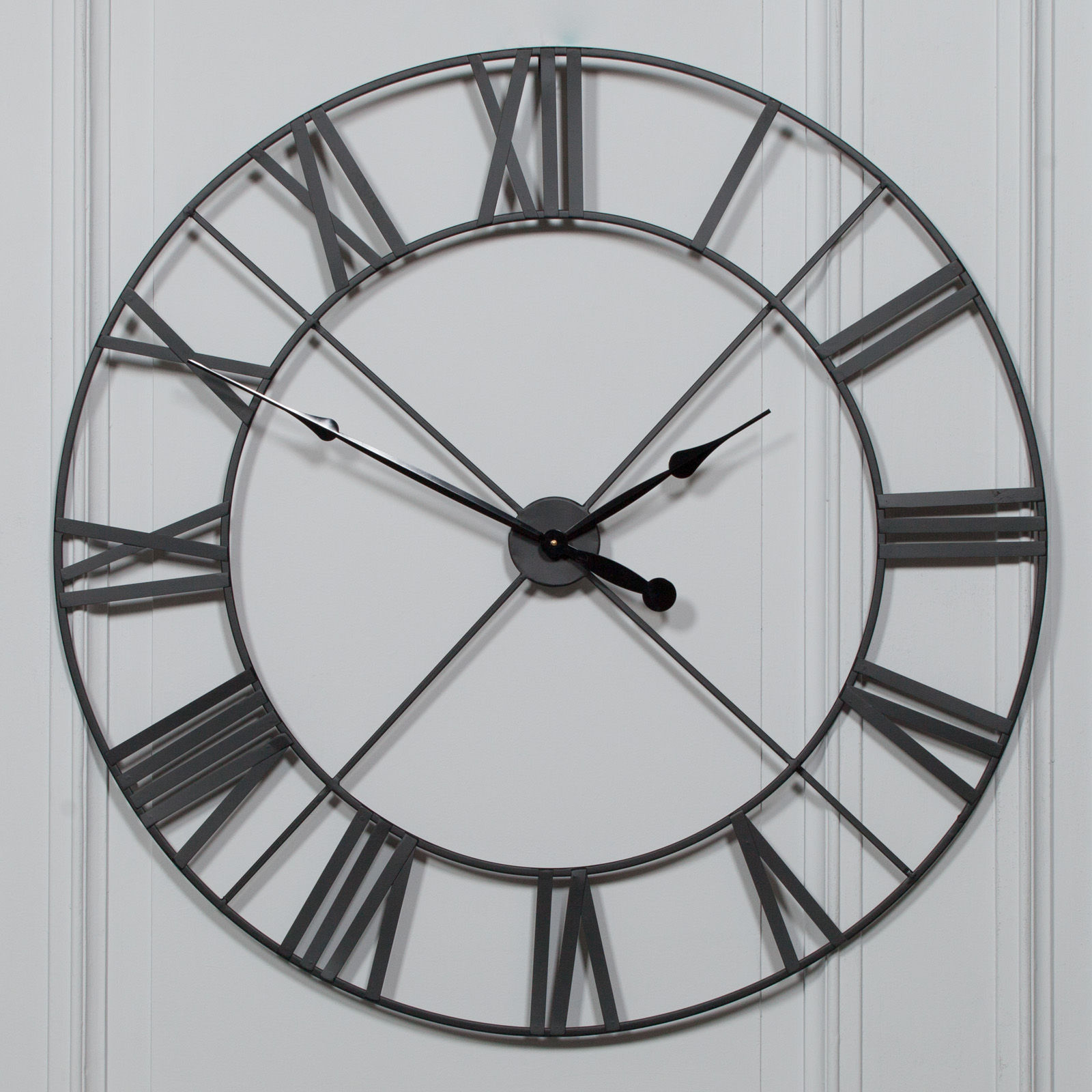 Extra-large black metal frame clock