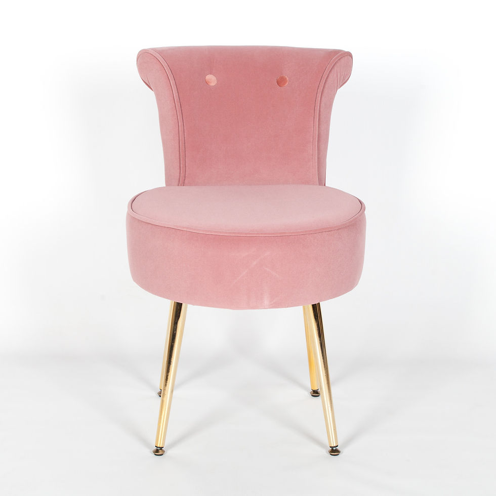 Thumbnail: Pink Stool / Bedroom Chair with Gold Legs