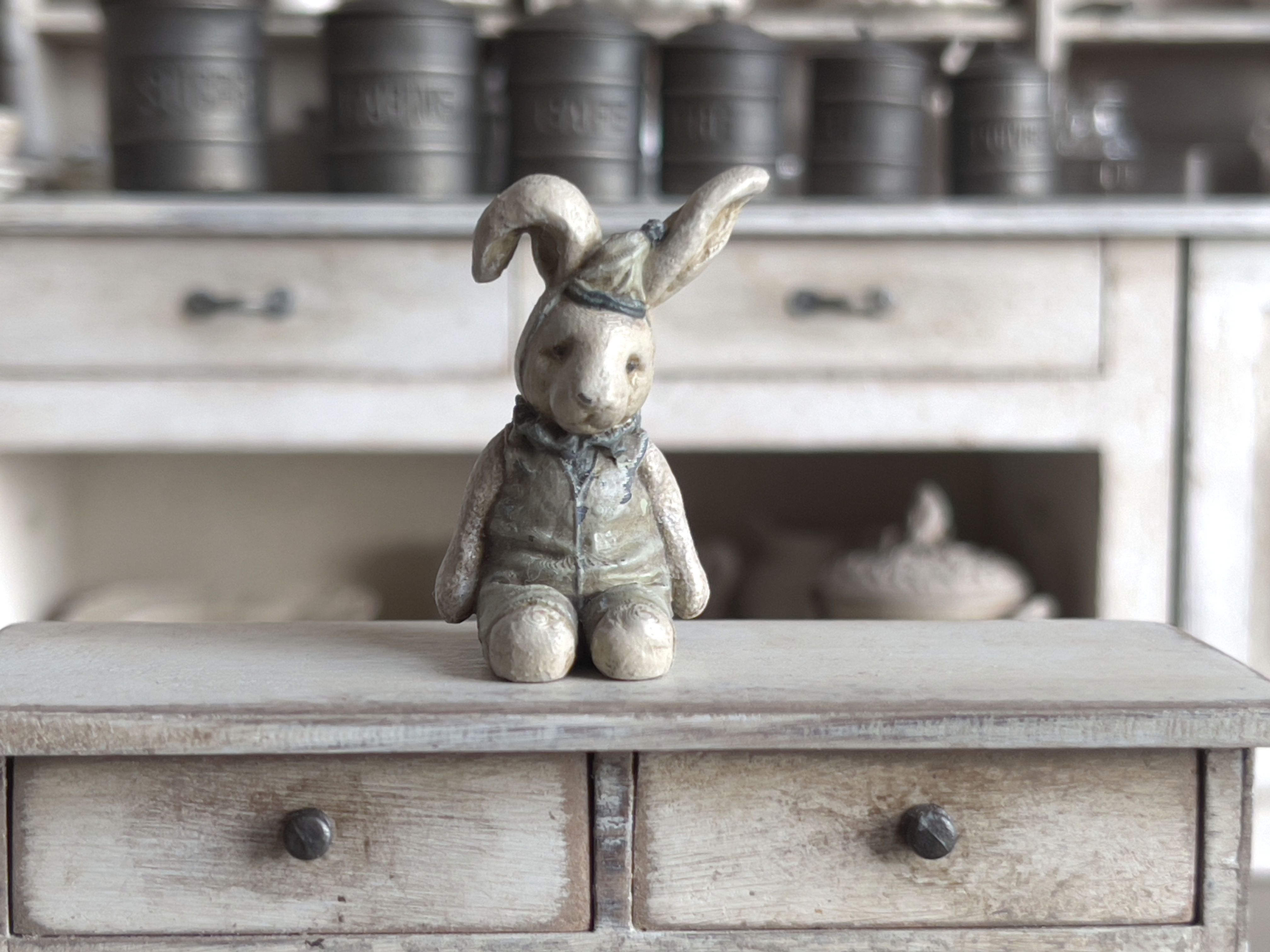 19th Century Toy Bunny in pyjamas 12th scale Unpainted
