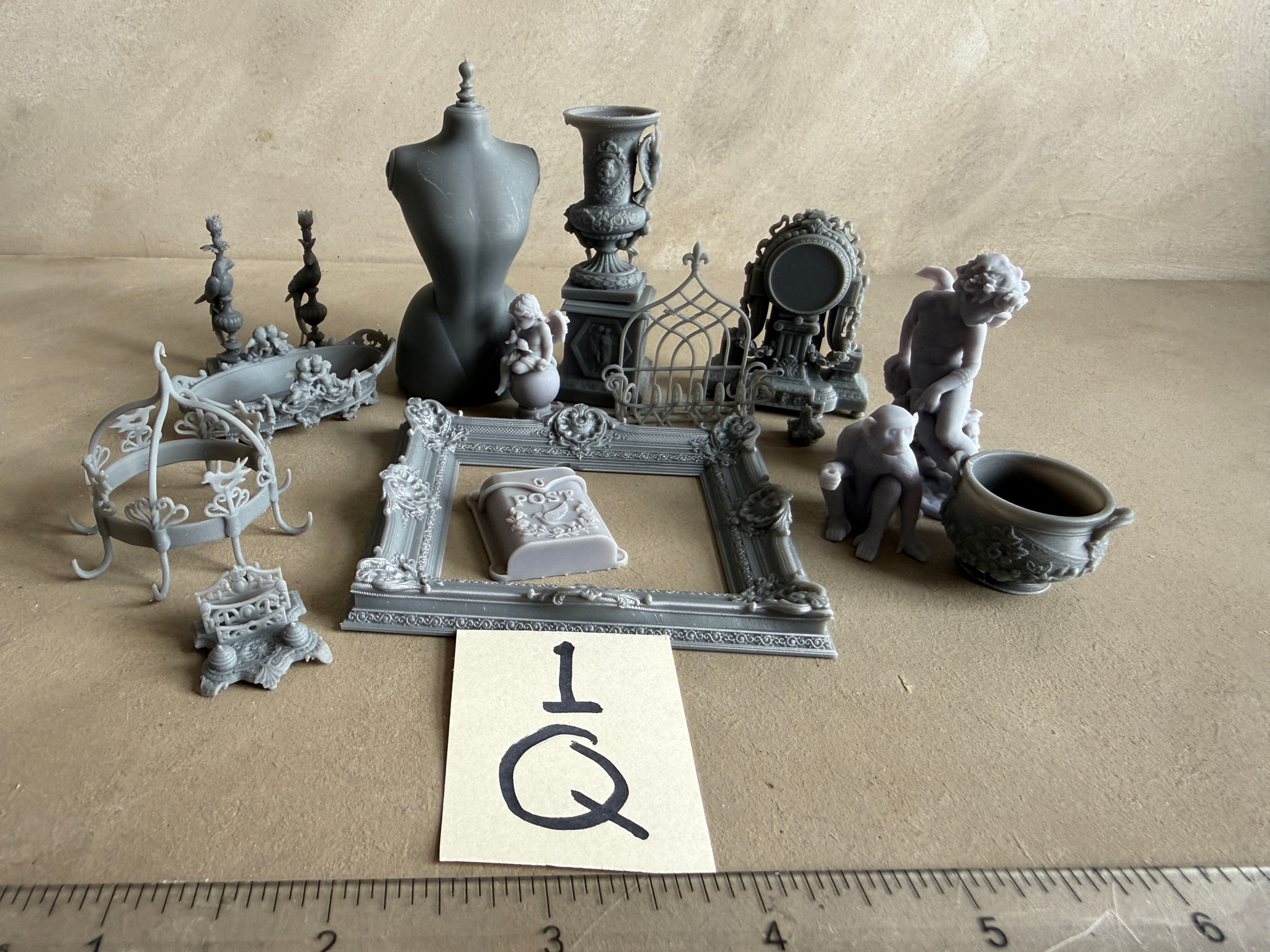 1Q UNPAINTED Group of items mannequin, clock etc Slight seconds
