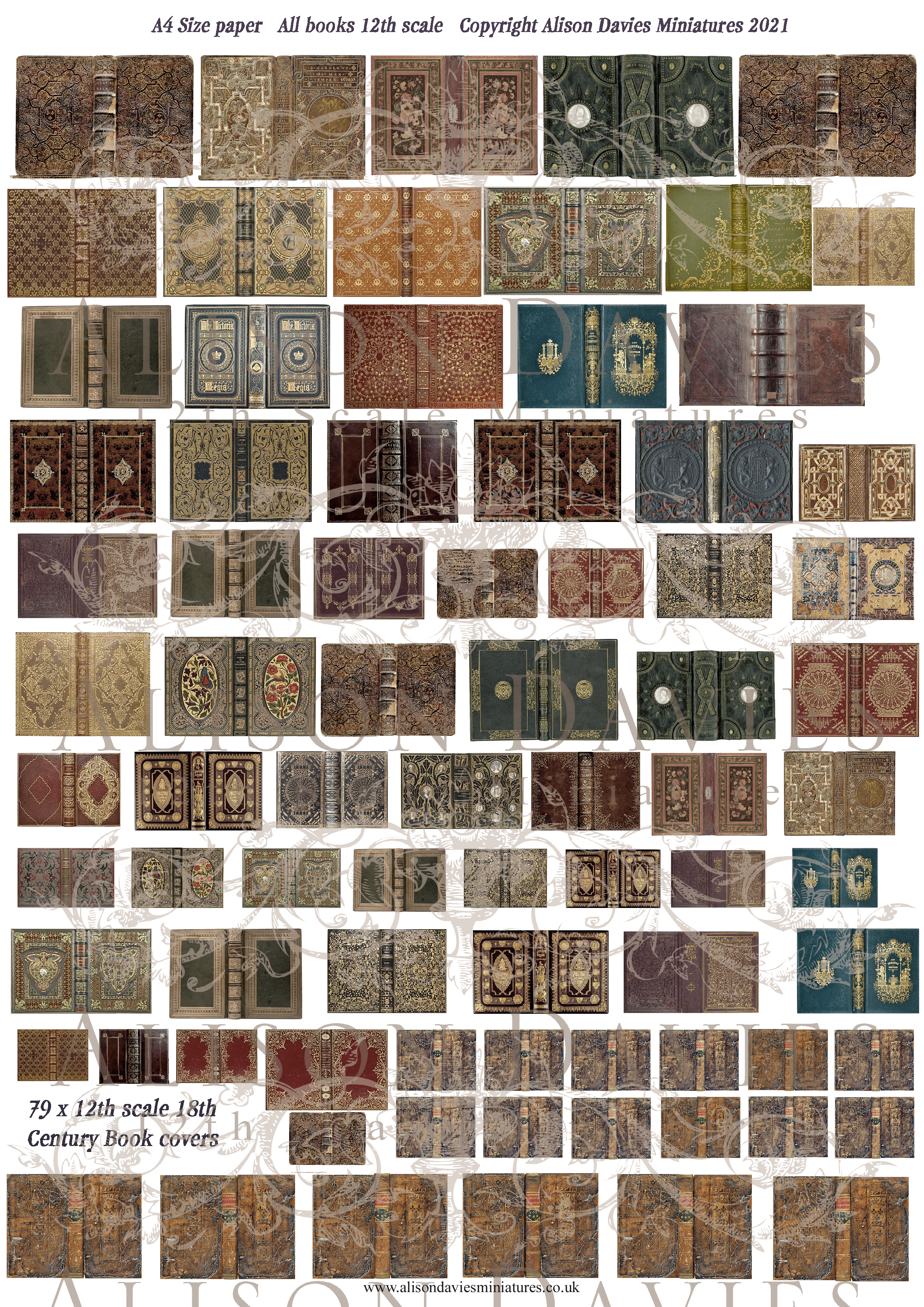 12. skala KIT: DIGITAL DOWNLOAD A4 18. århundrede bogomslag Læderindbundet