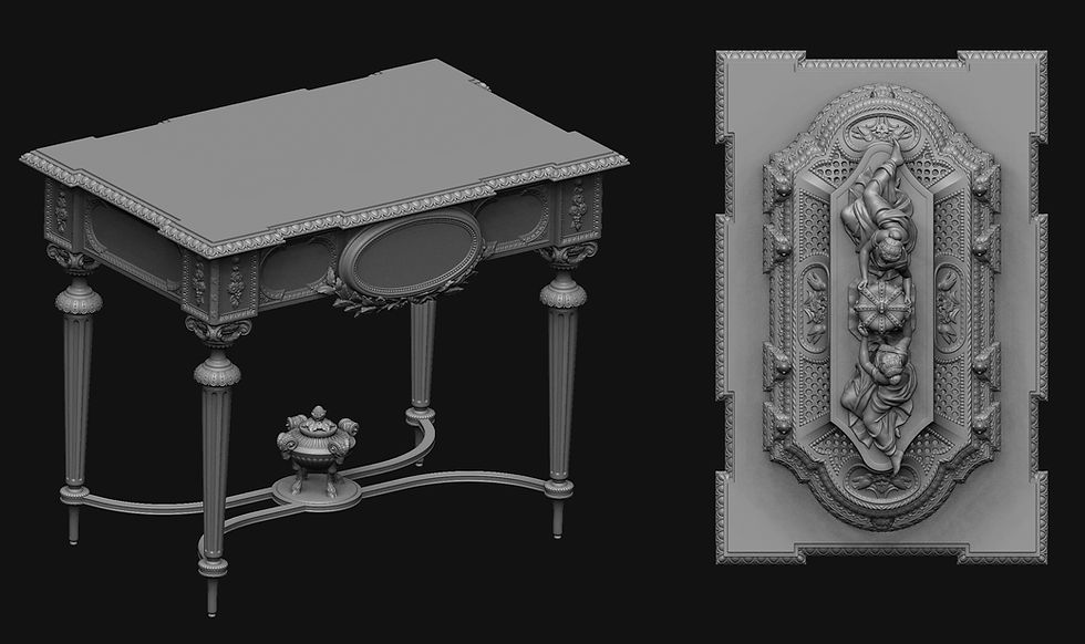 Pikkukuva: Louis XVI Small and large casket on table 12th scale unpainted
