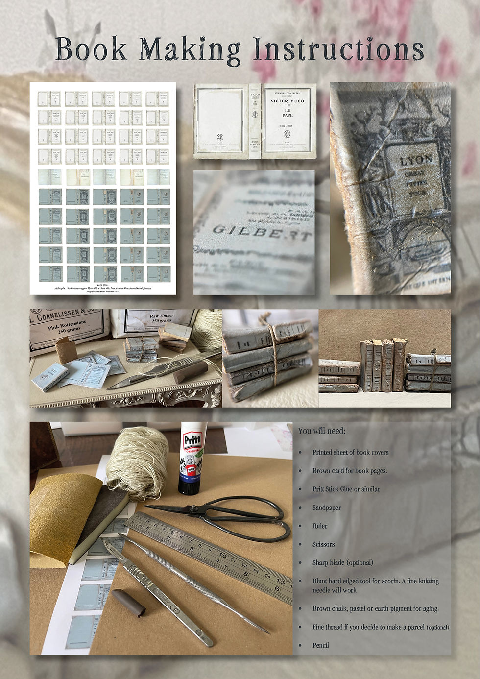 Miniatura: Set A DIGITAL DOWNLOAD  A4  18th & 19th Century Book Covers MEDLEY of 60 books