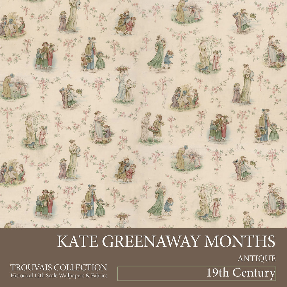 Миниатюра: ANTIQUE 19th Century 12th scale Kate Greenaway wallpaper A4 Digital Download