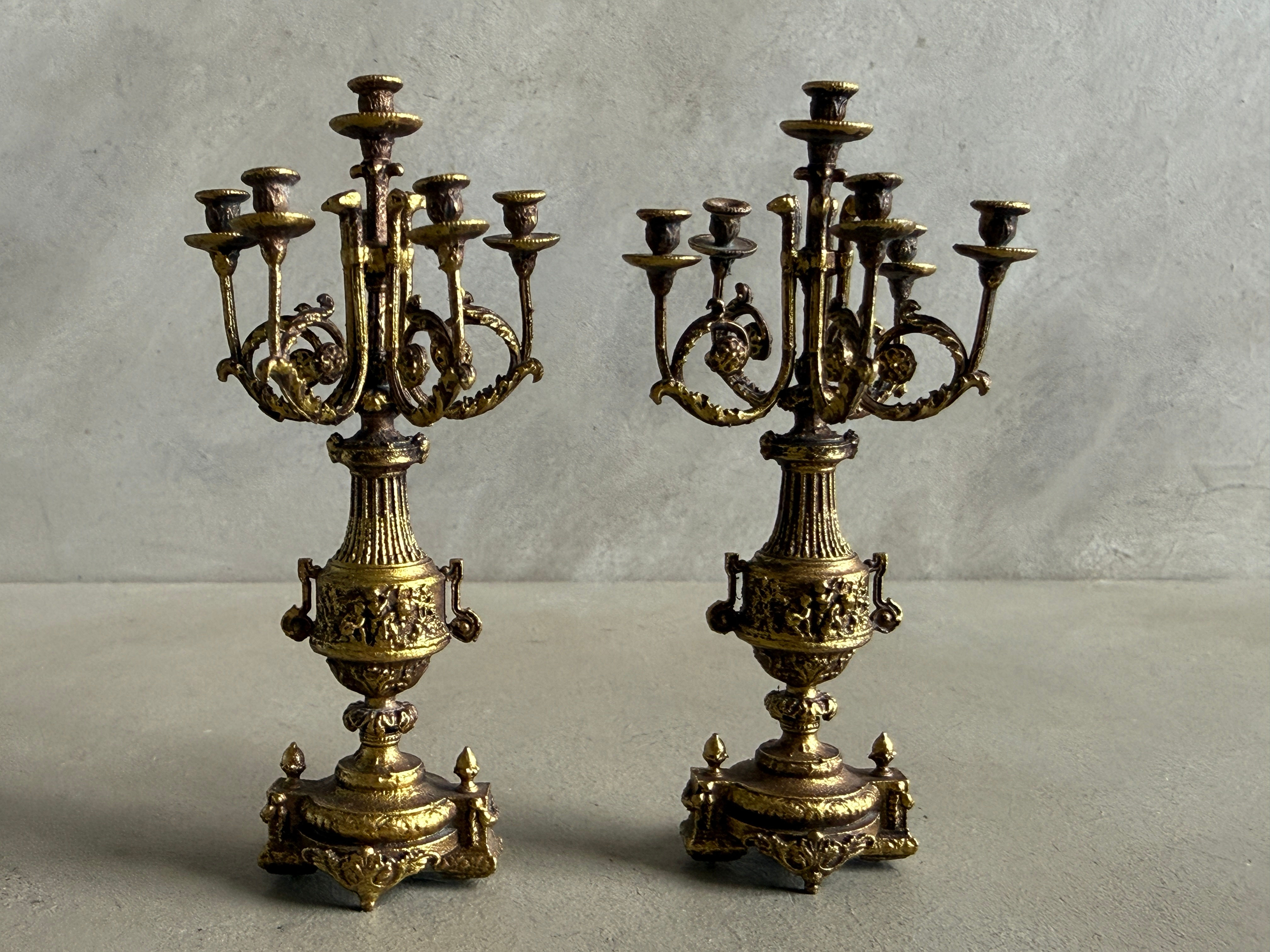 AF38 - PAIR ORNATE MANTLE CANDELABRA