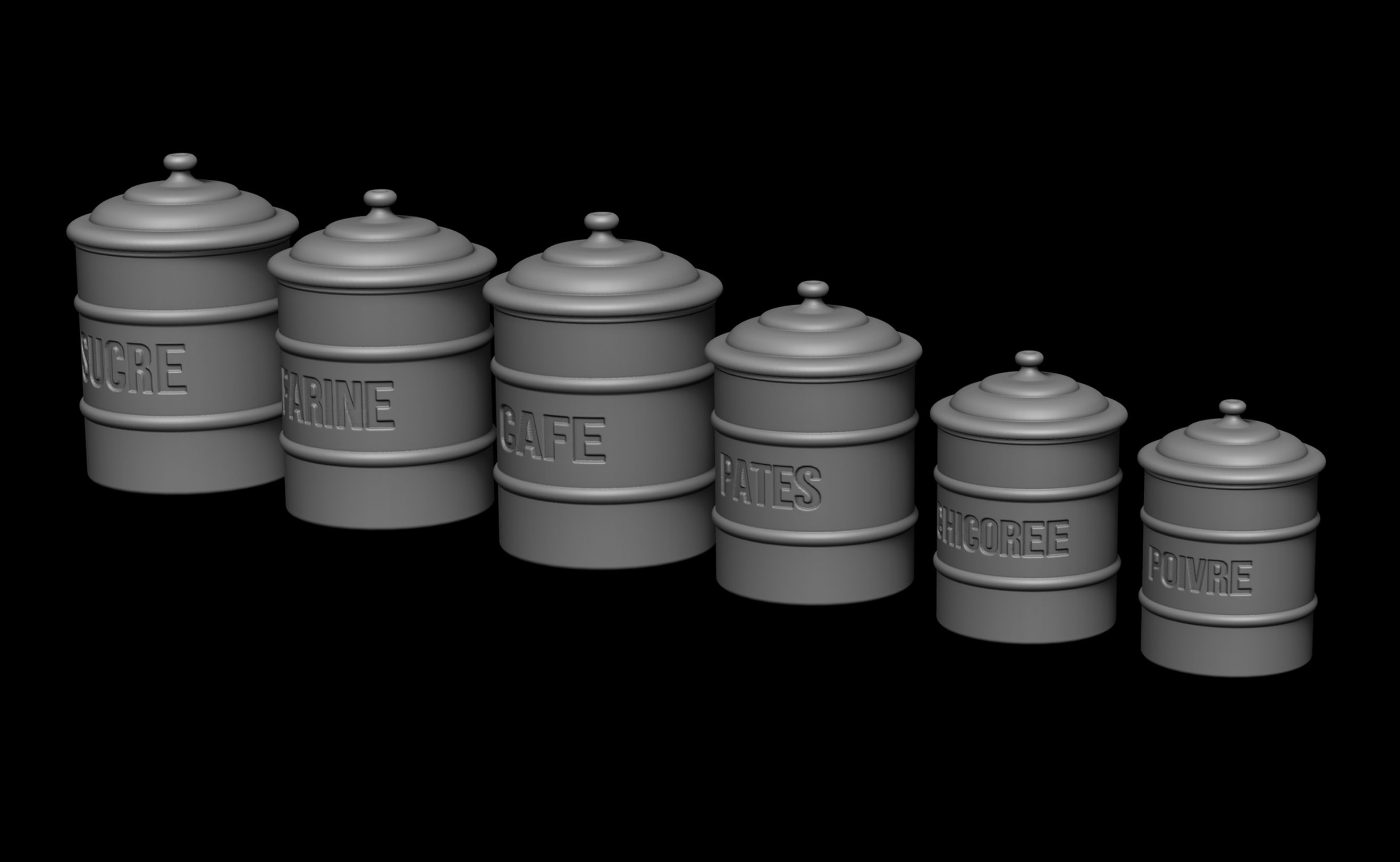 3D printable file Set of French Food Cannisters or Caddies