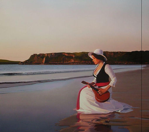 Oil Painting Michael de Bono Fine Art realism woman with guitar