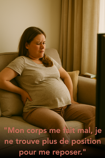 Une femme enceinte de Genas qui souffre de douleurs de grossesse avec une séance de kinésiologie pour future maman avec Cindy DOUBLET