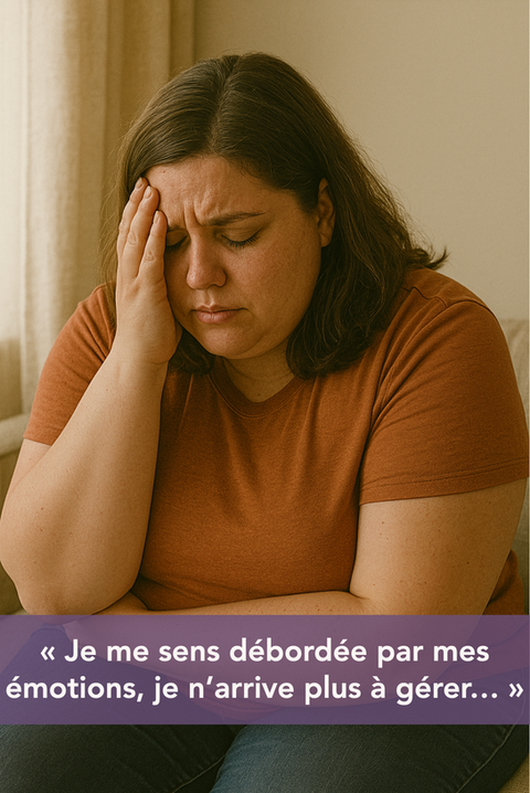 Une femme de Tignieux débordée par ses émotions avant une séance de kinésiologie avec Cindy Doublet