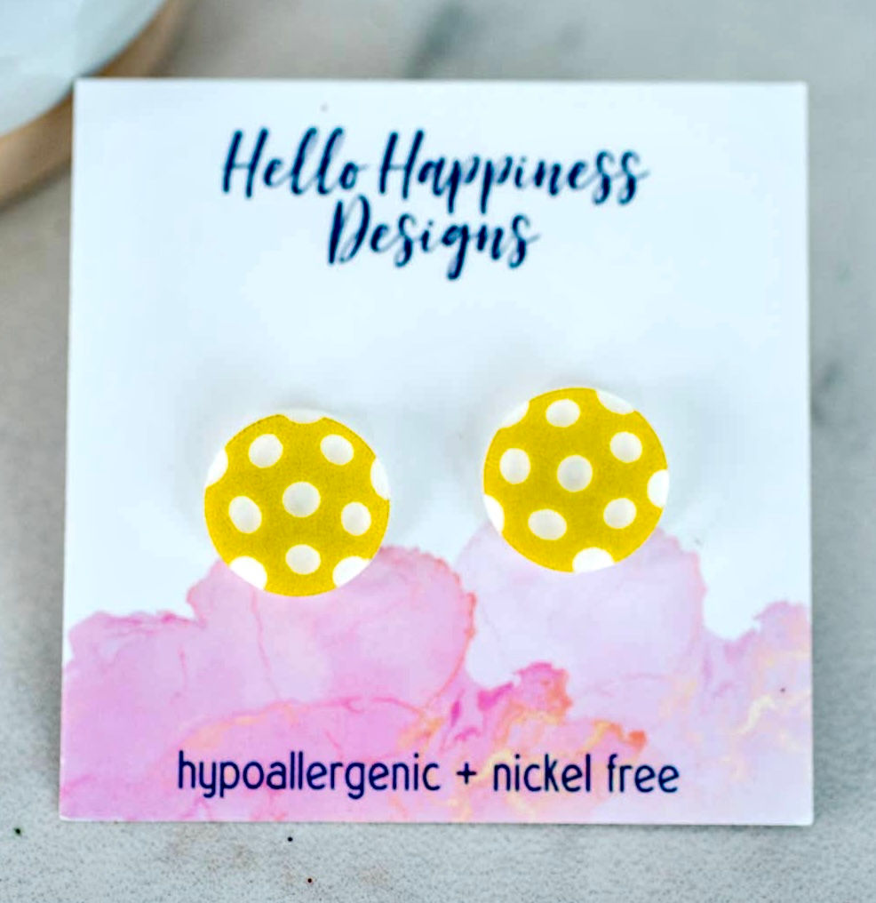 Pickleball Earrings  Yellow Acrylic Stud