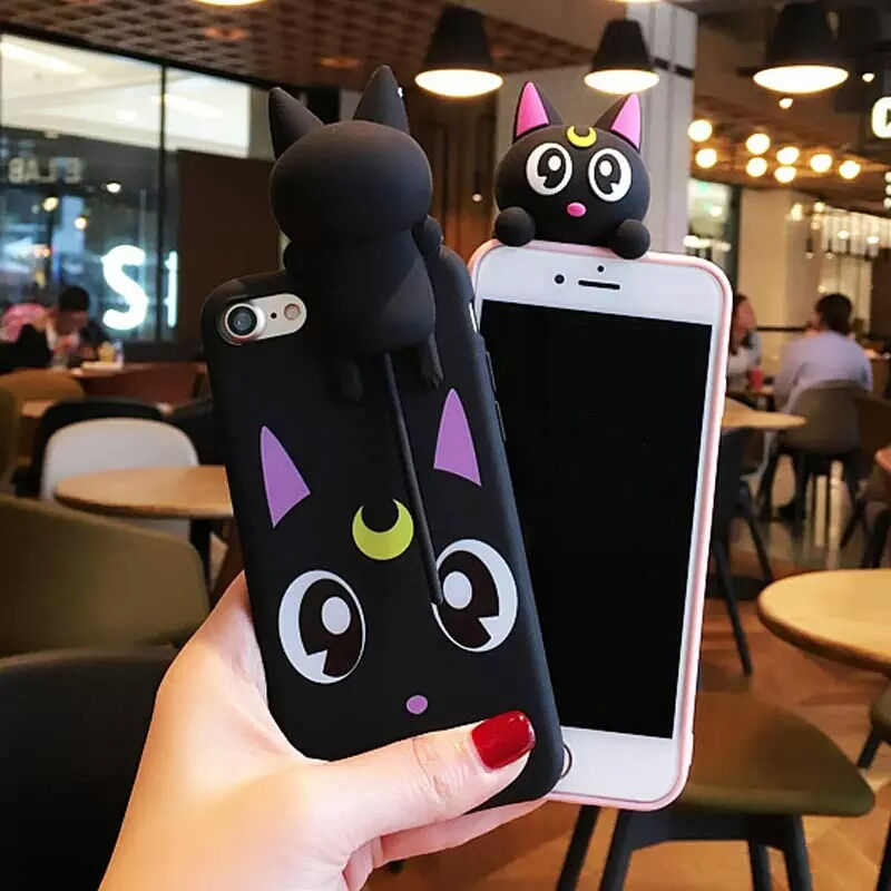 Korea Cute Cartoon Sailor Moon Lovely Luna Cat Silicone