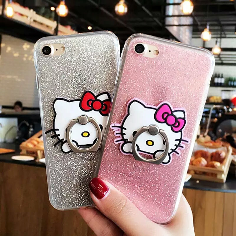 Ring Grip Hello Kitty Bling Glitter Cover Cases