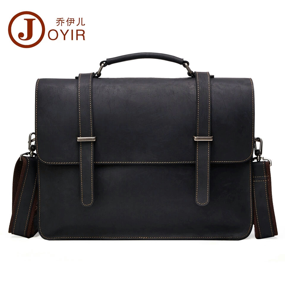 New JOYIR Men's Briefcase Crazy Horse Genuine Leather