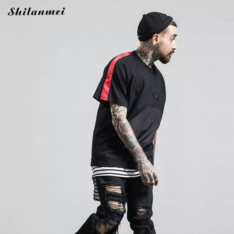Patchwork Pocket T Shirt Red Stripe