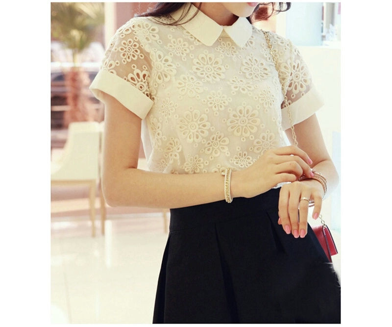 Casual T-shirts Lace Chiffon blusas Tees kimono