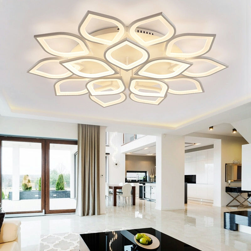 110-220v Aluminum Lotus Led Ceiling Light Plafonnier Led Moderne Living Room Lights