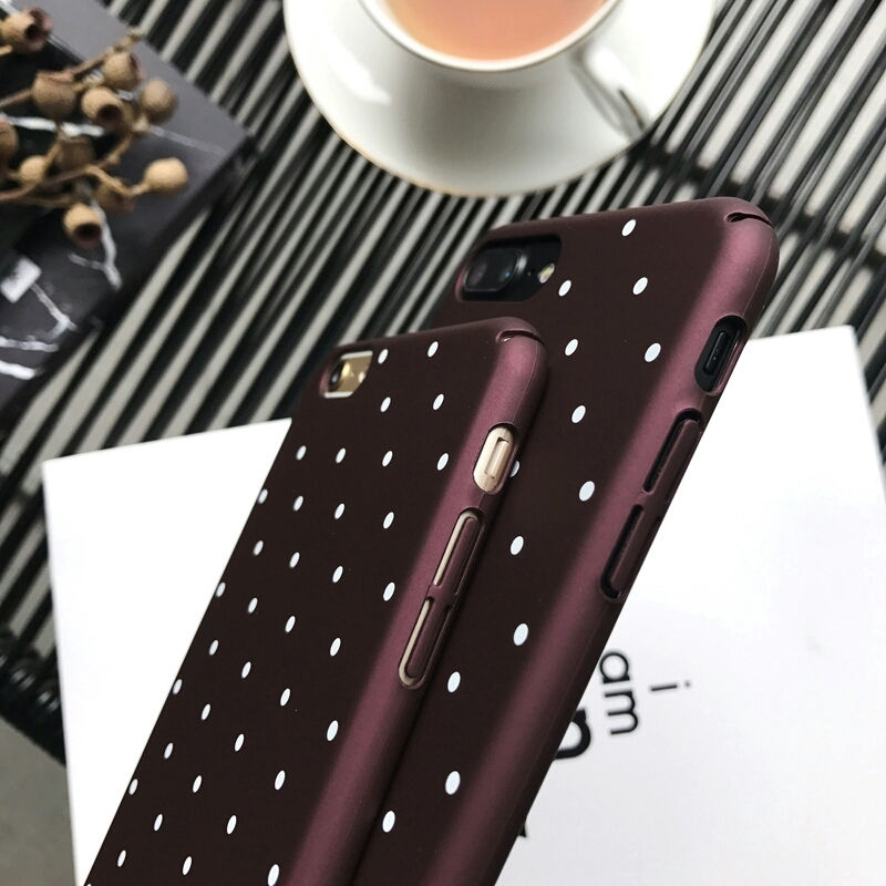 Wine Red Wave Point Hard Phone Cases For iPhone