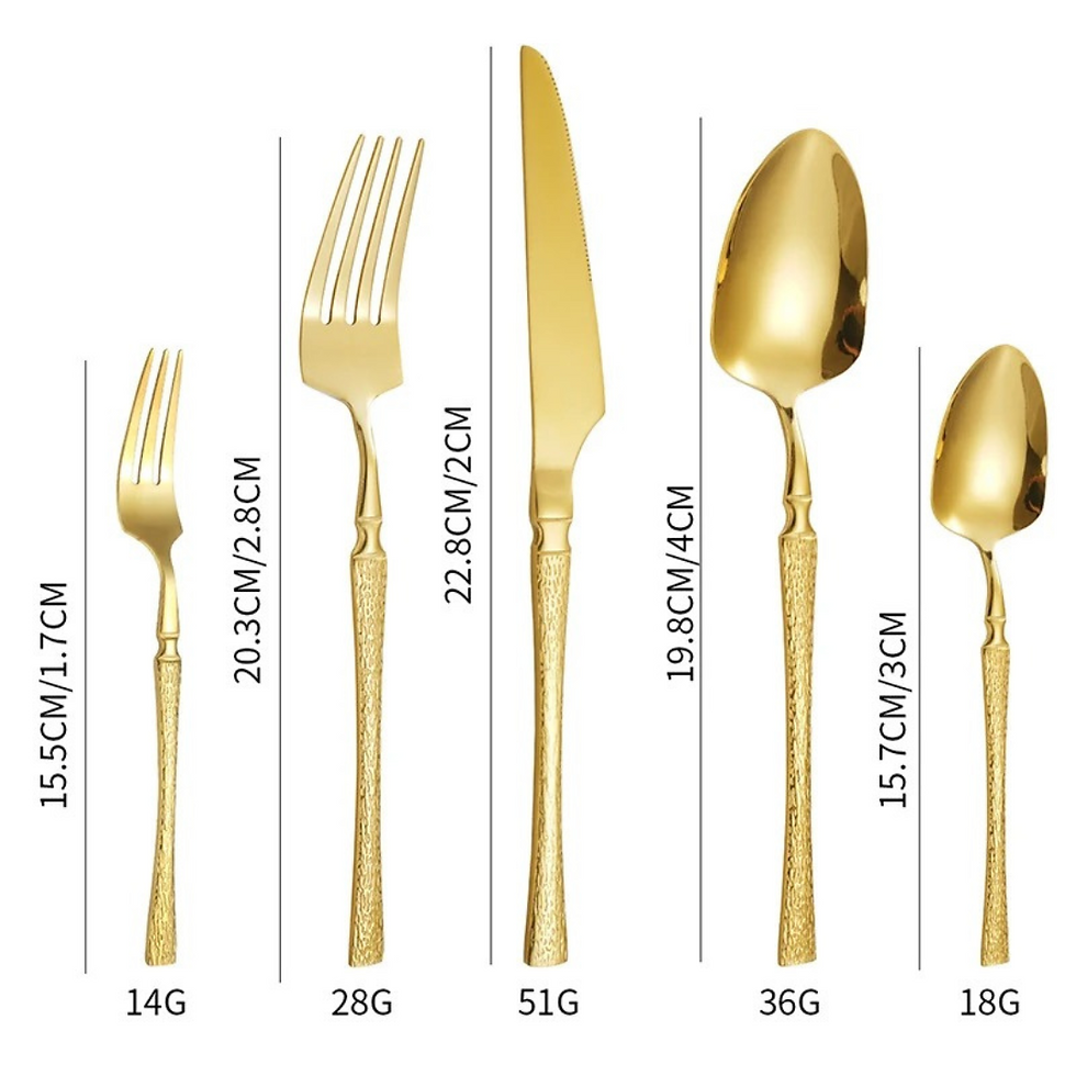 Miniatura: Conjunto de Talheres de Aço Inoxidável Dourado