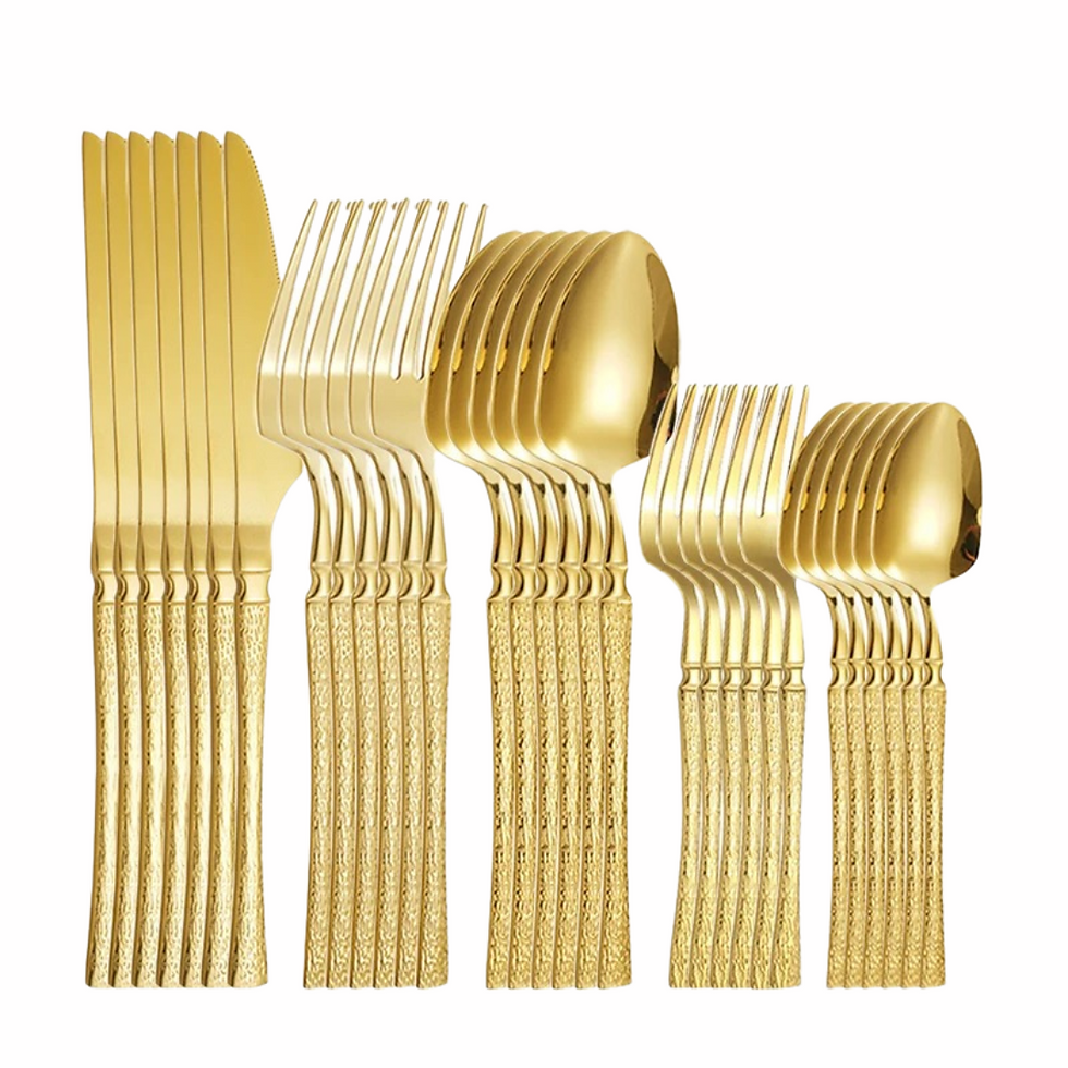 Miniatura: Conjunto de Talheres de Aço Inoxidável Dourado