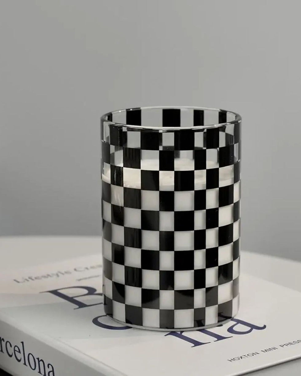 Miniatura: Copo de Vidro Xadrez 300ml Elegância para Suco Café e Drinks