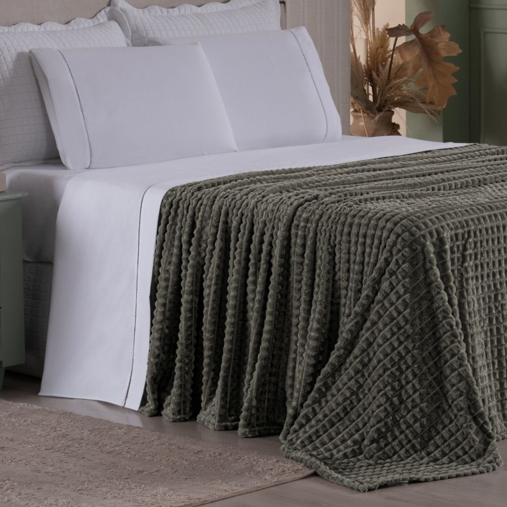 Cobertor Manta Flannel Super Macio 240g/m² Diamond Prata