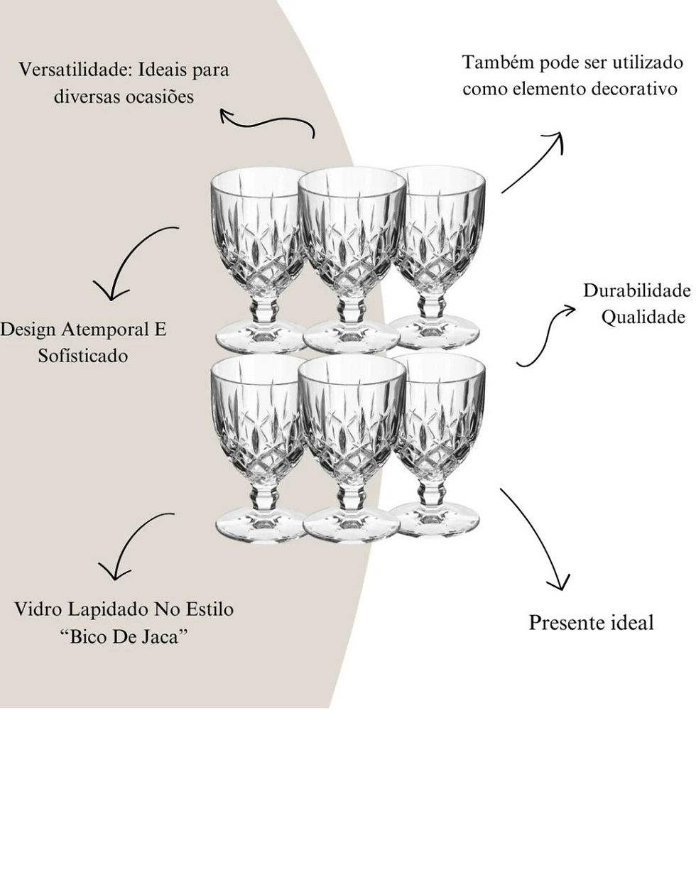 Miniatura: Jogo de 6 Taças Diamante de Vidro para Água Drinks e Vinhos
