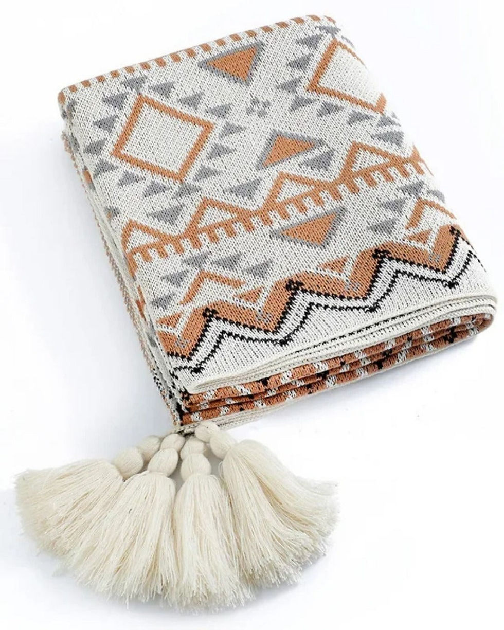 Miniatura: Manta de Tricô Grossa Boho Navajo Macia e Aconchegante