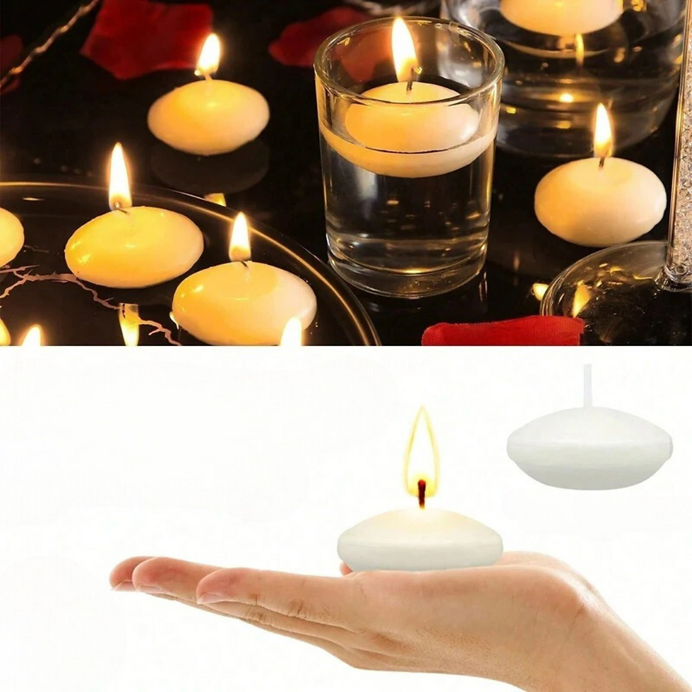 Miniatura: Discos de Velas Flutuantes Brancas para Decoração