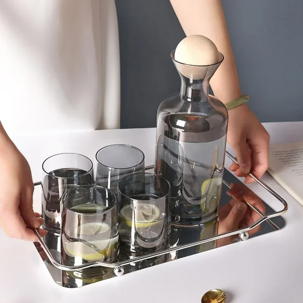 Miniatura: Conjunto Luxo com 1 Jarra e 4 Copos de Vidro