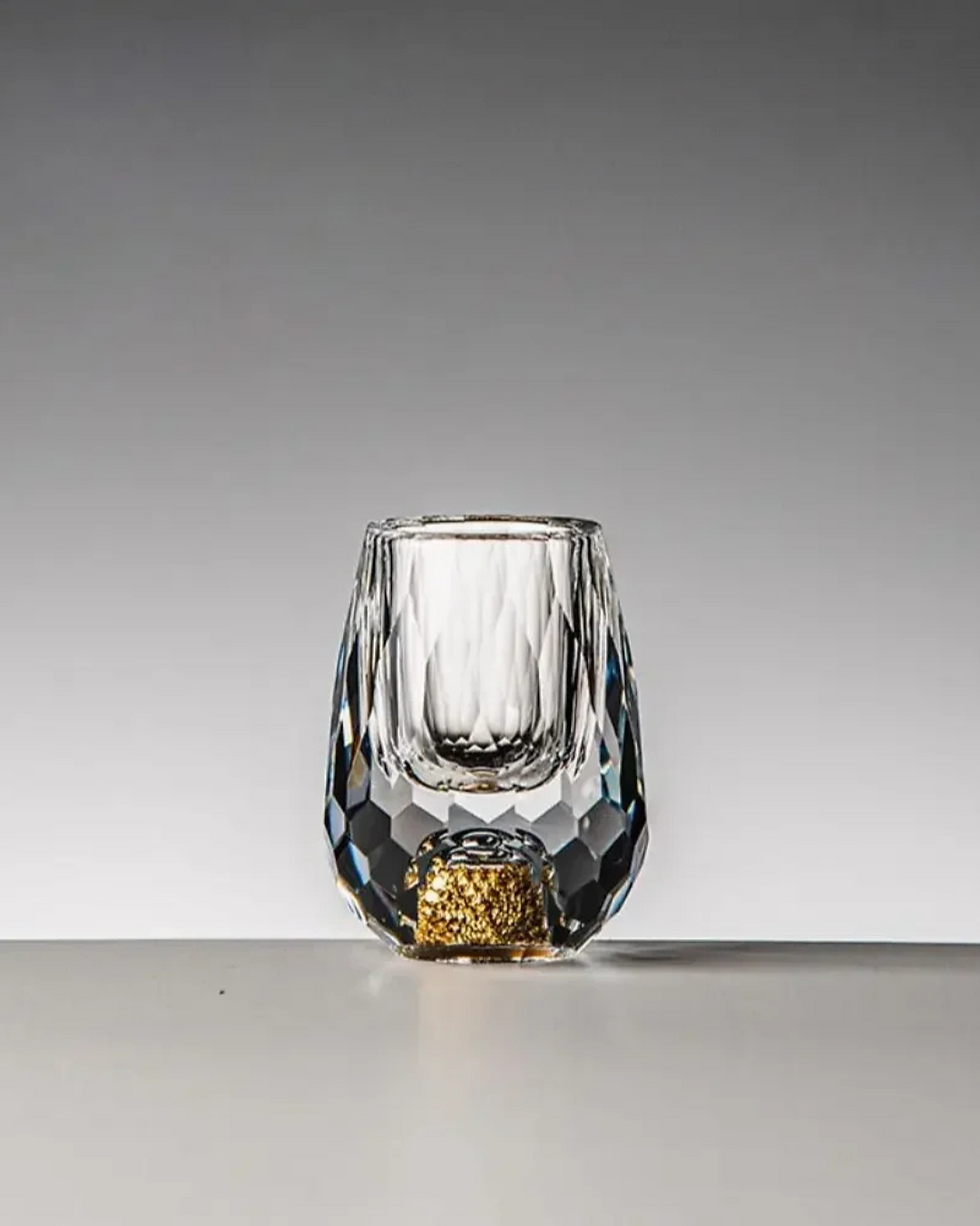 Miniatura: Conjunto 6 Copos Cristal Vidro com Folha de Ouro