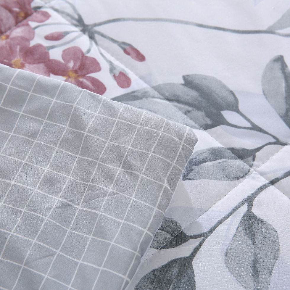 Miniatura: Edredom 300 Fios Sono Leve Estampado Floral Grid Cinza
