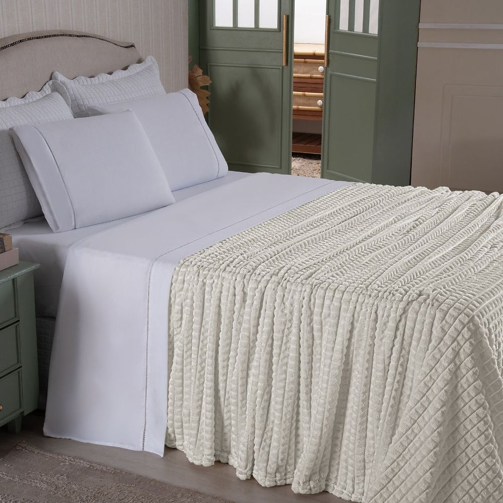 Miniatura: Cobertor Manta Flannel Super Macio 240g/m² Diamond Marfim