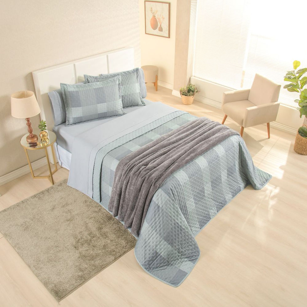 Miniatura: Kit Cama Posta Sabrina Cinza/Xadrez Verde/Prata