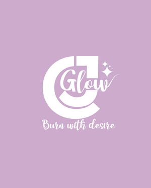 a logo for CJ glow burn with desire on a purple background