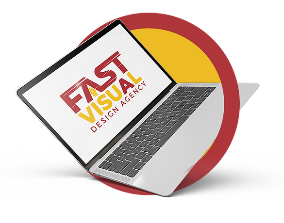 Laptop mockup with fast visual logo