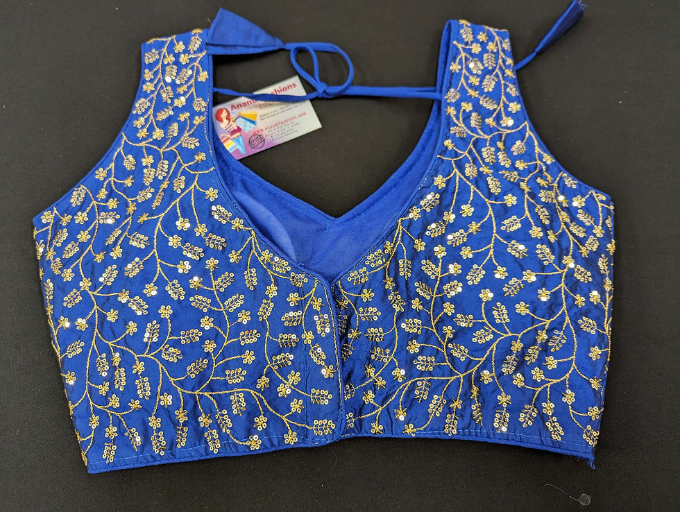 Thumbnail: Sleeveless Blouses - V Neck Blouse with Intricate Work - Size 38