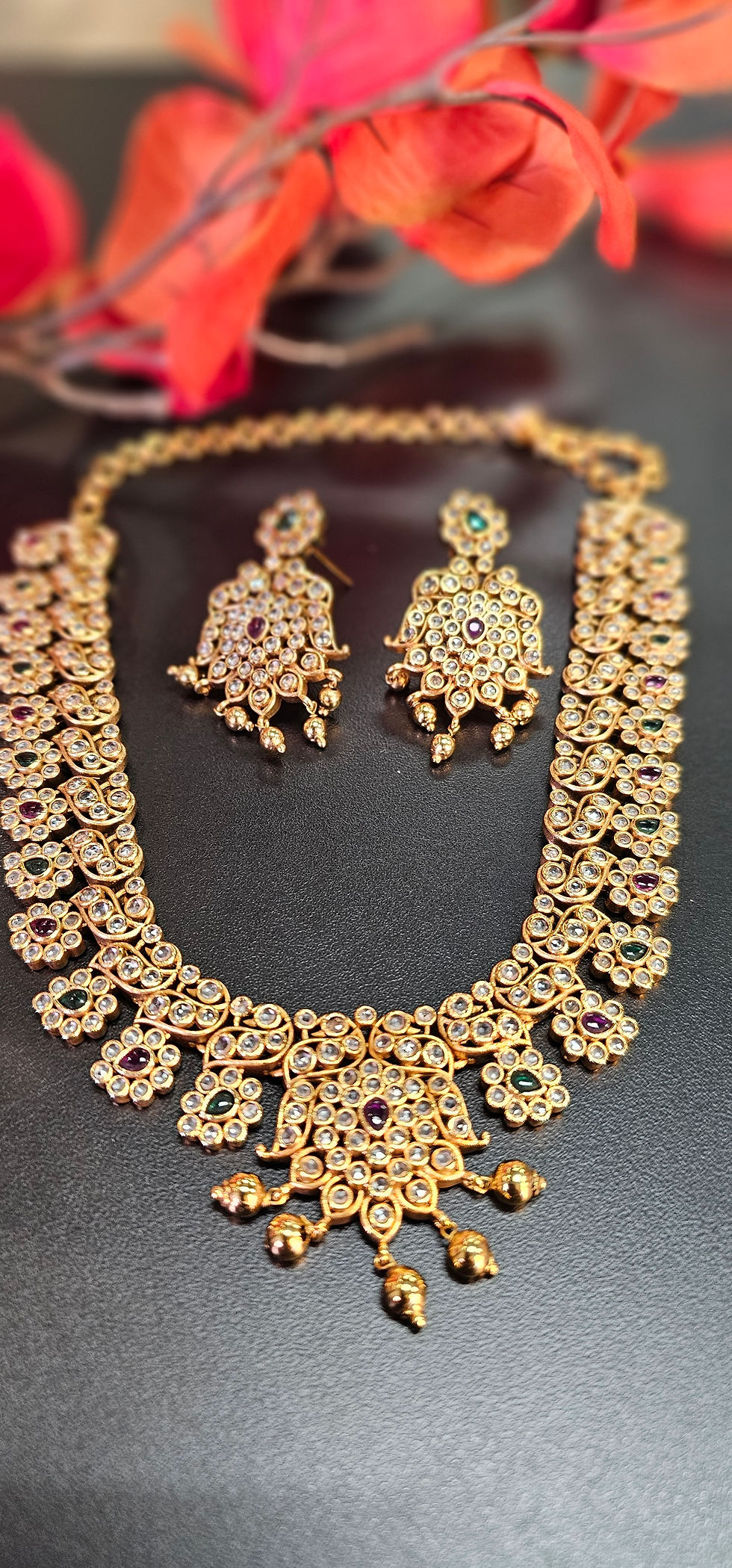 Thumbnail: Indian Necklace - Gold plated necklace with earrings