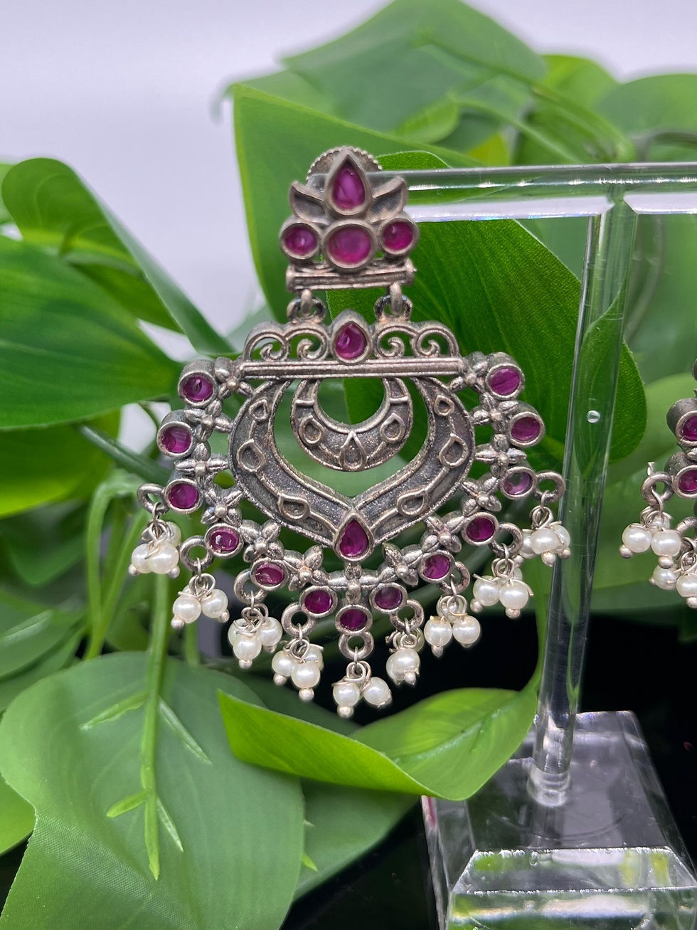 Oxidized Jewelry - Chandbali Earrings