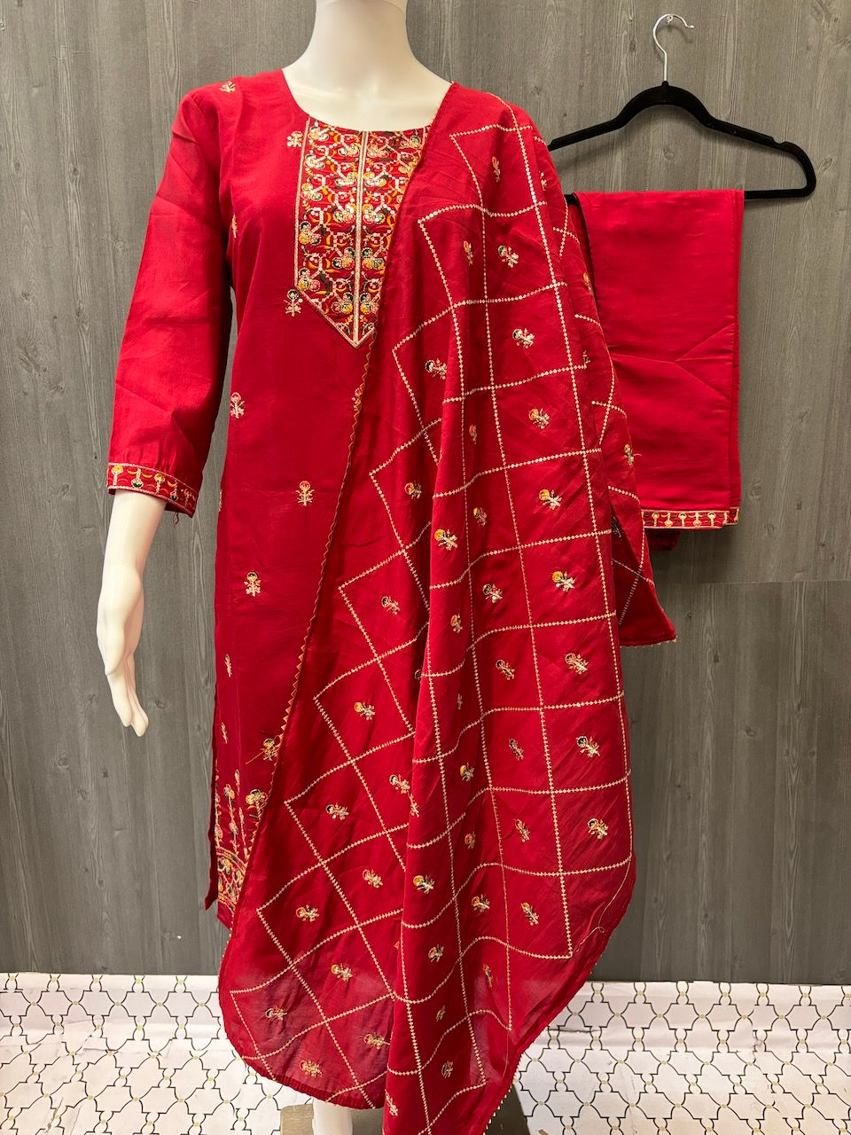 Roman Silk Kurti set- Colorful Kurti sets with embroidery work size 40