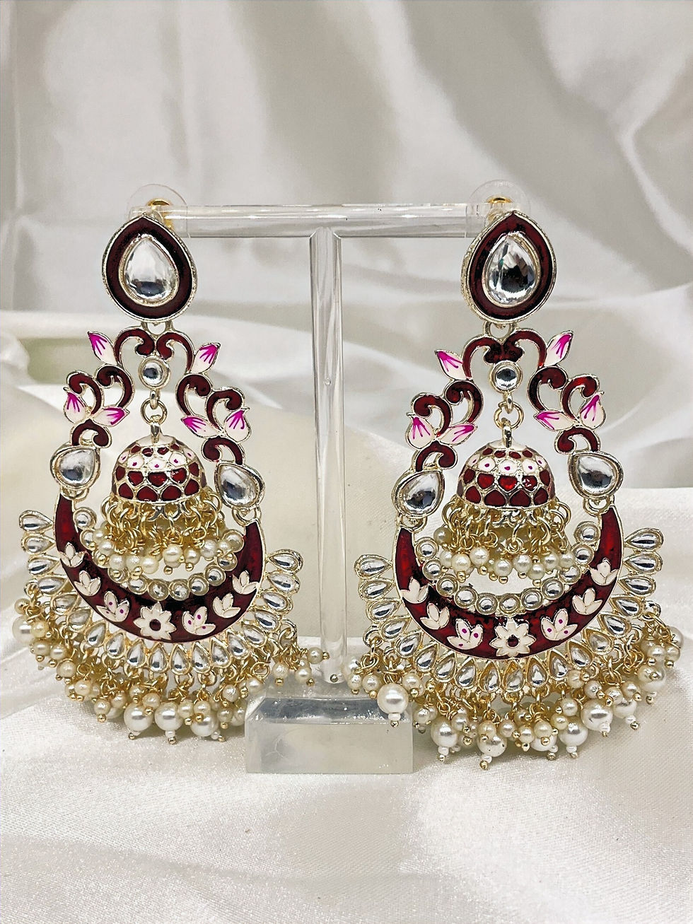 Thumbnail: Meenakari Chandbali EArrings with small jhumka