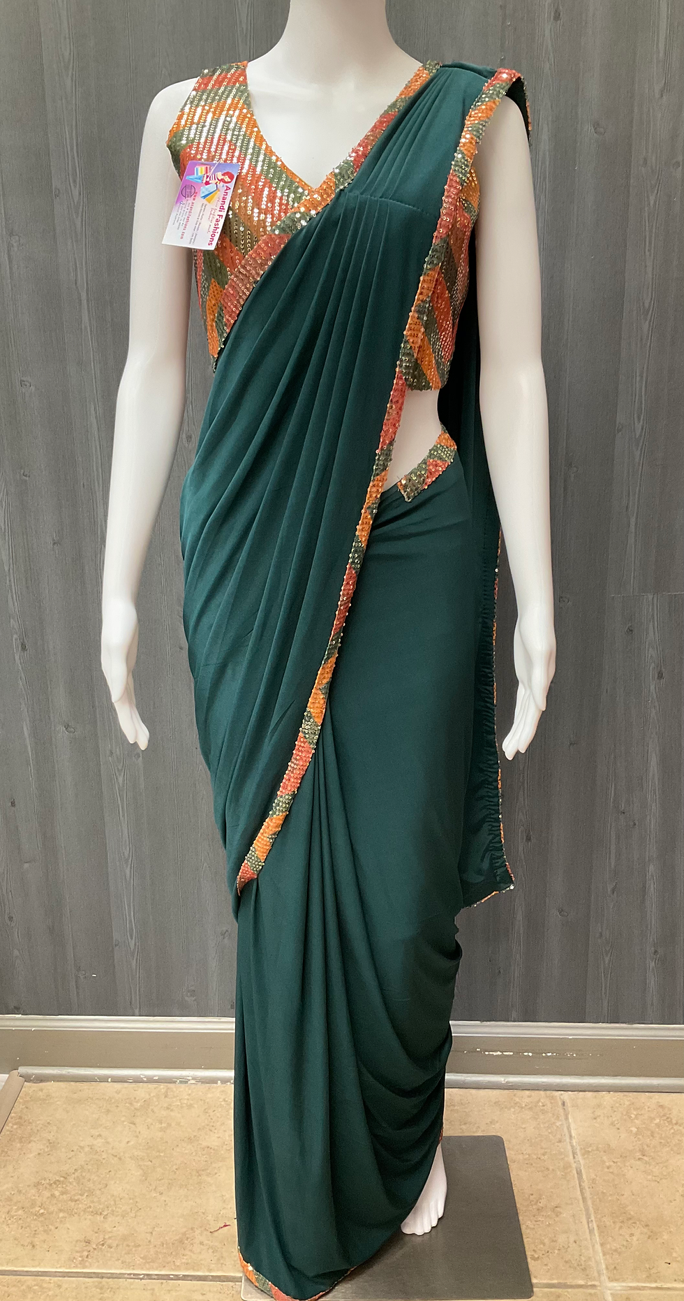 Thumbnail: Ready to Wear Saree - Includes Stunning Shimmering Sequence Blouse