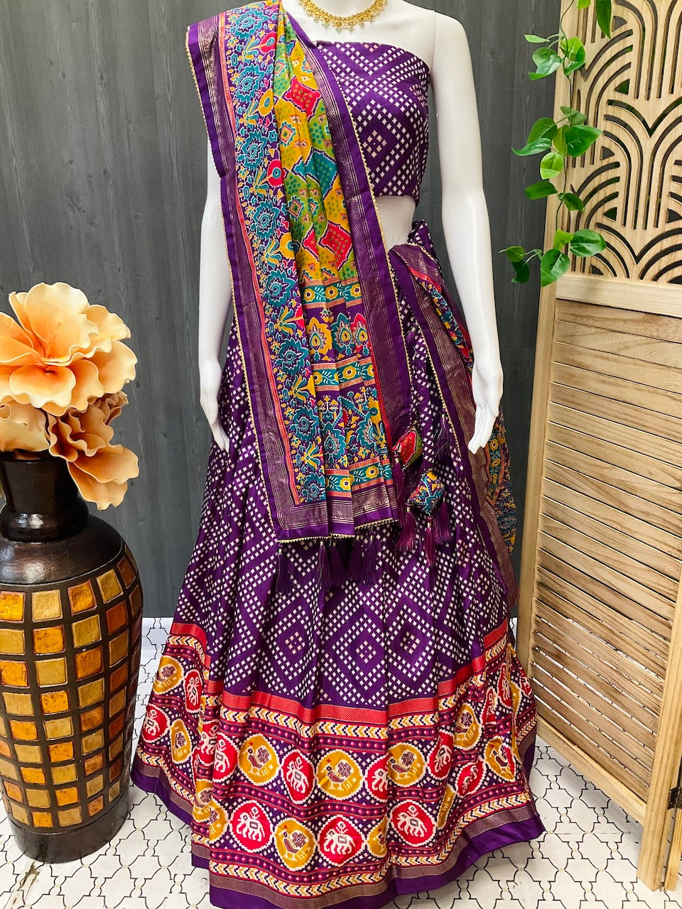 Navratri/ Garba Special Lehenga sets- Purple Chaniya Choli with Patola print