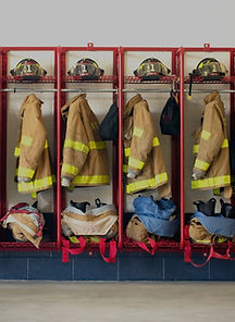 Firehouse gear in red lockers