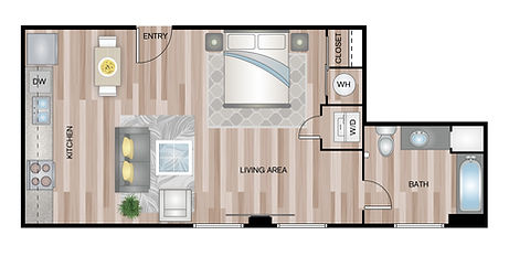 Floorplan layout for a Studio apartment at St. Elizabeth Place.
