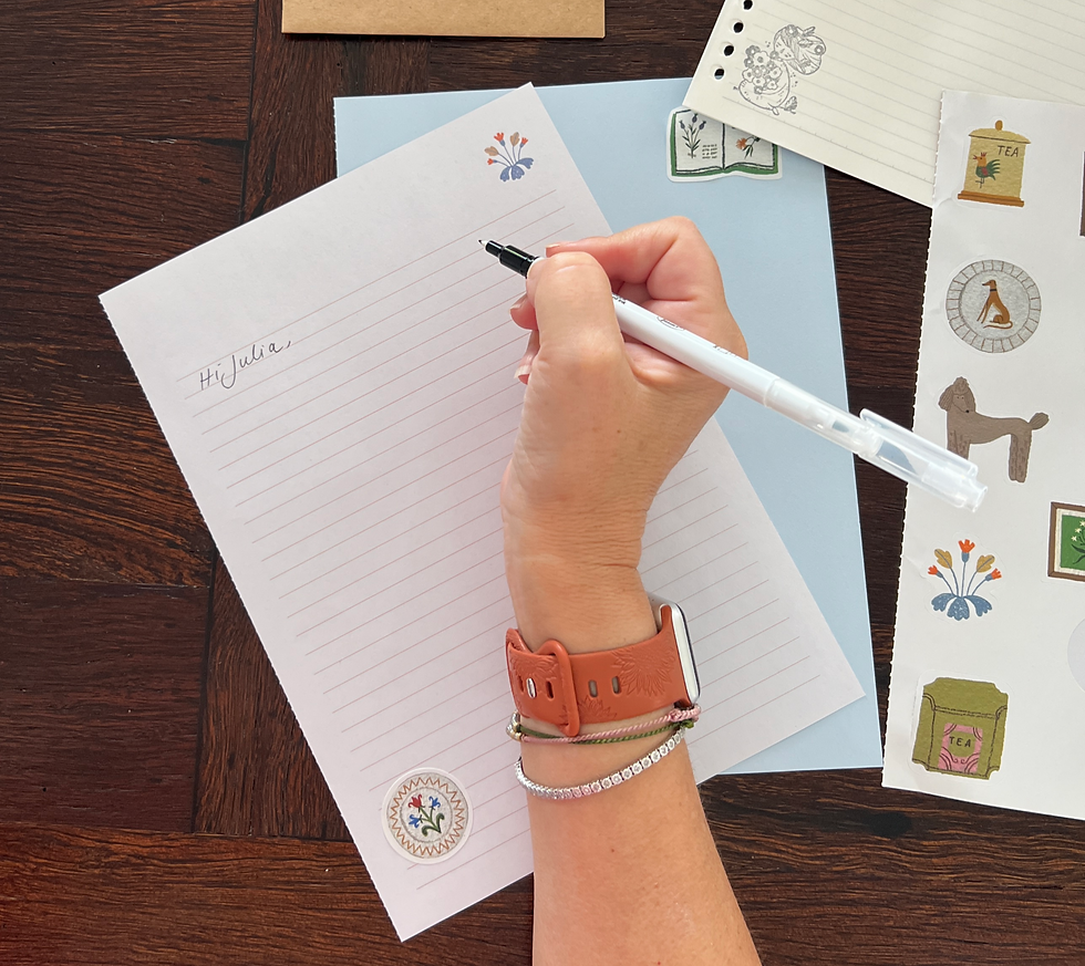 Writting a handwritten letter with Stationary and stickers