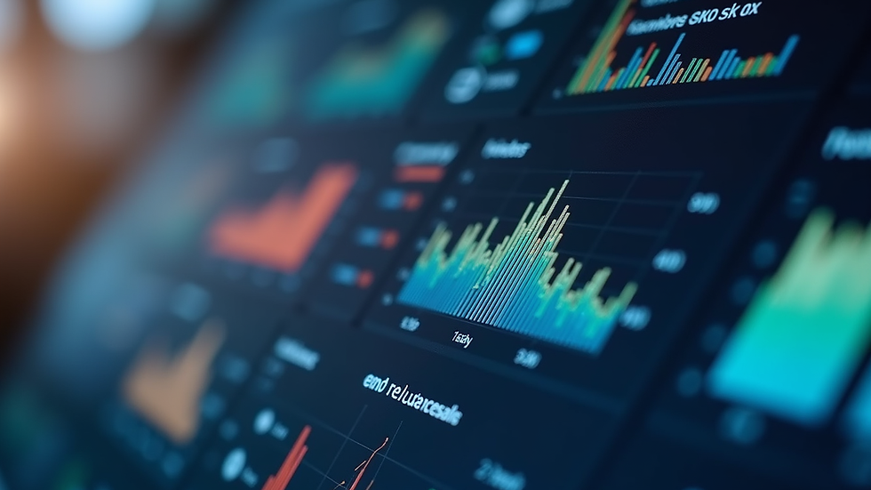 Close-up view of a digital dashboard displaying business analytics and performance metrics