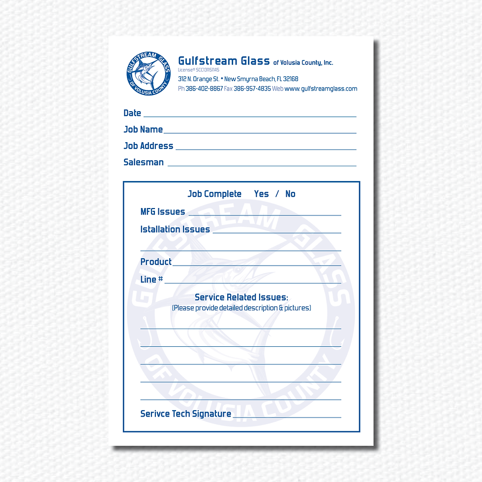 Service Sheet Pad